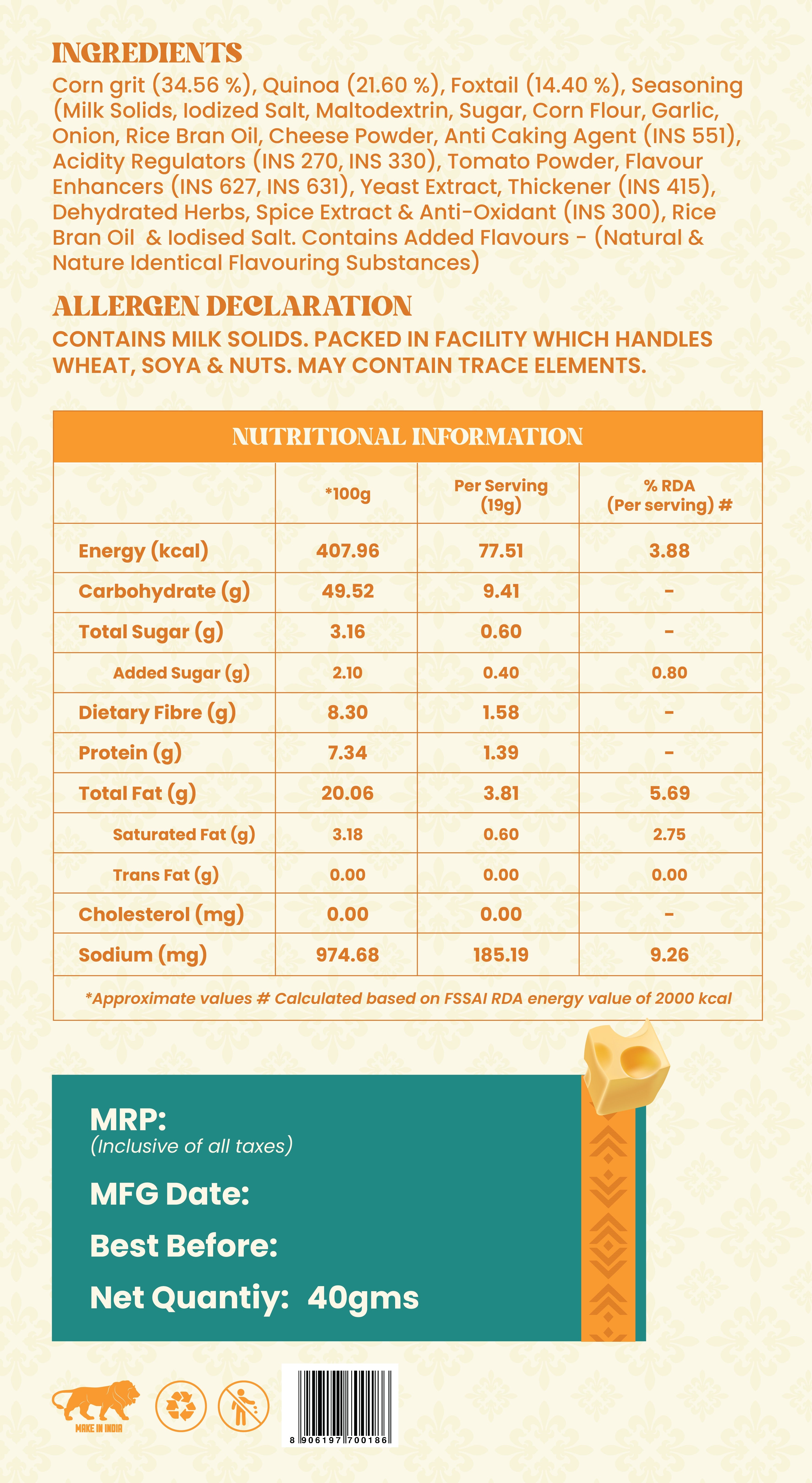 Multigrain Chips – Cheese & Herbs 40g